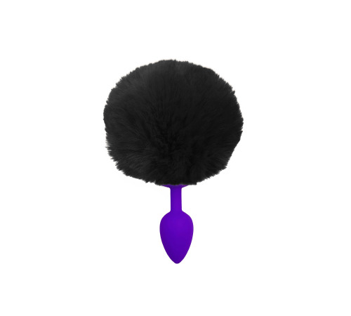 Силіконова анальна пробка S Бузкова з Чорним хвостиком