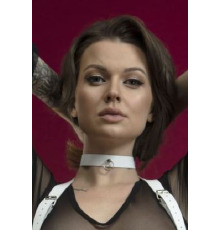 Чокер с колечком для поводка Feral Feelings - Choker белый, натуральная кожа