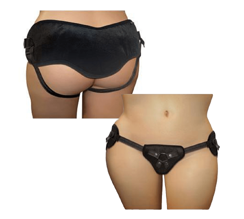 Труси для страпону Sportsheets - SizePlus Beginners Black, широкий пояс, комфортні