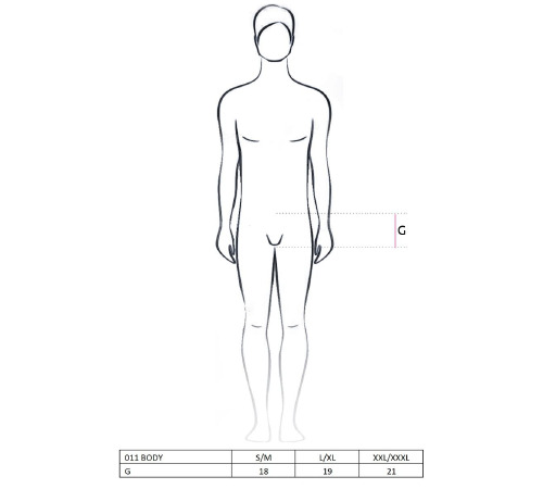 Мужское боди с очень глубоким декольте Passion 011 BODY black L/XL