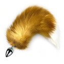 Металлическая анальная пробка с хвостом из натурального меха Art of Sex  size M Red fox