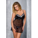 Сорочка приталенная с чашечками BRASILIANA CHEMISE black 4XL/5XL - Passion, трусики