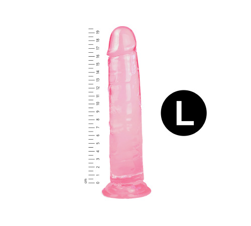Гелевий реалістичний фалоімітато Denis розмір L, Довжина 19,5 см, Діаметр 4 см, Рожевий