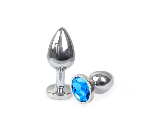 Металева анальна пробка S з Блакитним кристалом, довжина 7см, діаметр 2,8см