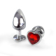 Металева анальна пробка Серце М з Червоним кристалом, довжина 8см, діаметр 3,4см