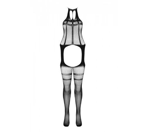 Сетчатый телесный бодистокинг с коротким топом и подвязками Casmir CA008