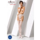 Эротические колготки-бодистокинг Passion S016 white, имитация ажурных с доступом трусиков и чулок