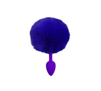 Силиконовая анальная пробка S Сиреневая с Синим хвостиком