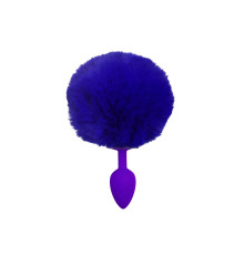 Силіконова анальна пробка S Бузкова з Синім хвостиком