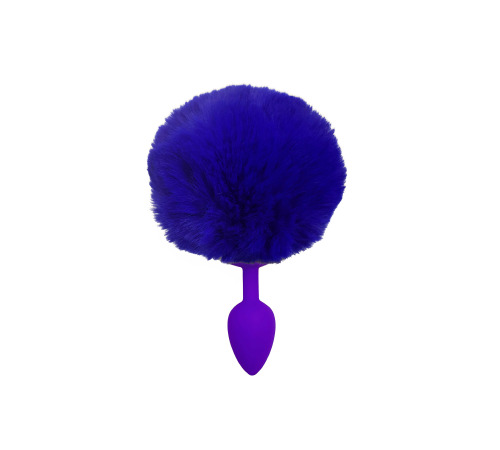 Силіконова анальна пробка S Бузкова з Синім хвостиком