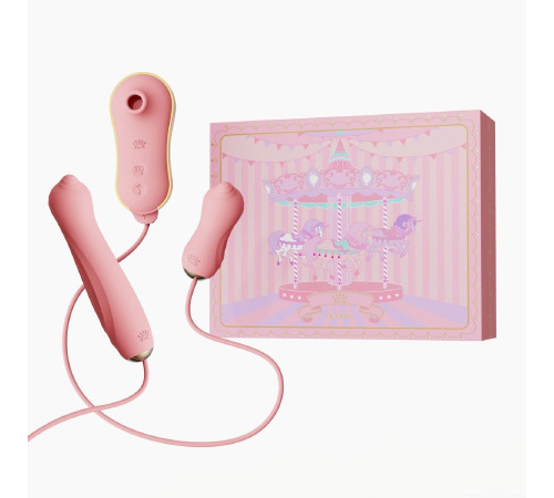 Набір 3в1 Zalo — UNICORN Set Pink, віброяйце, пульсатор, вакуумний стимулятор