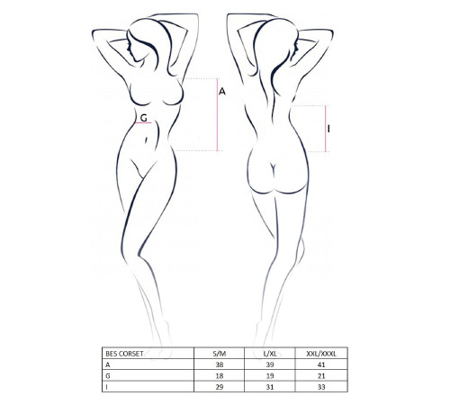 Корсет під латекс з пажами BES CORSET black XXL/XXXL - Passion Exclusive, стрінги, шнурівка