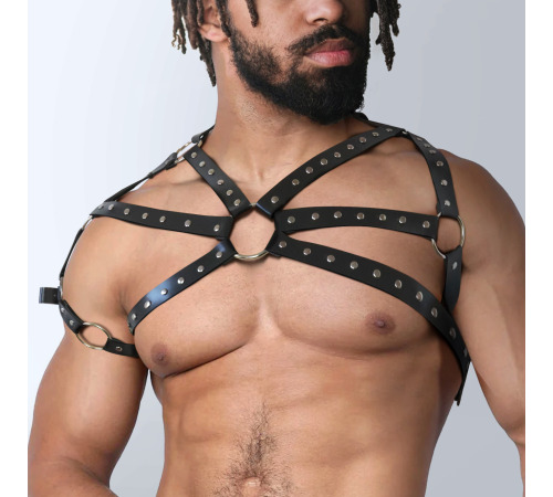 Мужская портупея Art of Sex - Ares , натуральная кожа, цвет Черный, размер XS-M