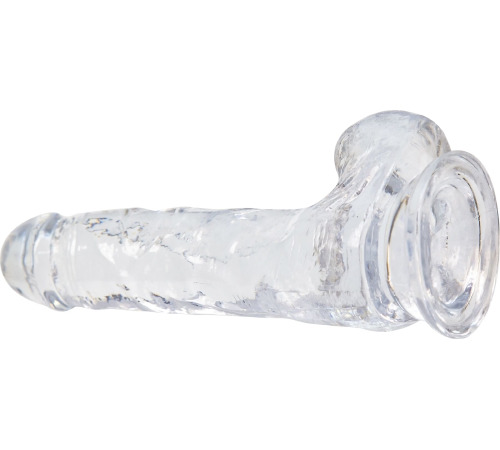 Прозрачный фаллоимитатор на присоске ADDICTION — Clear Dildo with Balls 7″, вибропуля в подарок