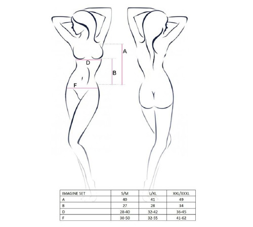 Комплект білизни IMAGINE SET OpenBra black L/XL - Passion: ліф - міні-сорочка, трусики з оборками