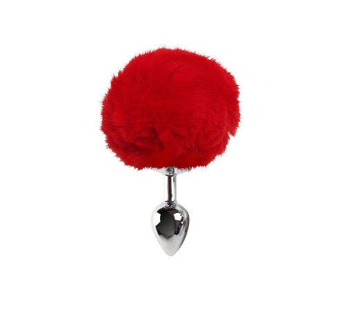 Металева анальна пробка S з червоним хвостиком