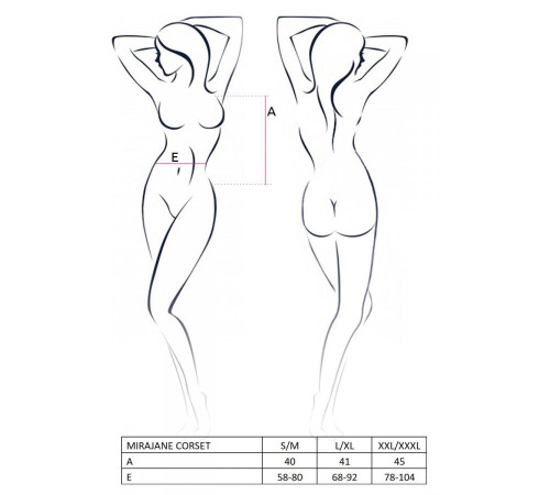 Полупрозрачный корсет Passion Exclusive Mirajane Corset XXL/XXXL, черный