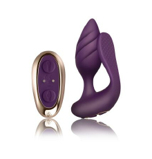 Анально-вагінальний вібратор для пар Rocks Off Cocktail Purple, пульт ДК
