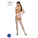 Эротические колготки-бодистокинг Passion ECO S004 white, закрытые трусики, декор, подвязки