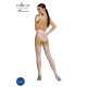 Эротические колготки-бодистокинг Passion ECO S004 white, закрытые трусики, декор, подвязки