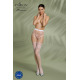 Эротические колготки-бодистокинг Passion ECO S004 white, закрытые трусики, декор, подвязки