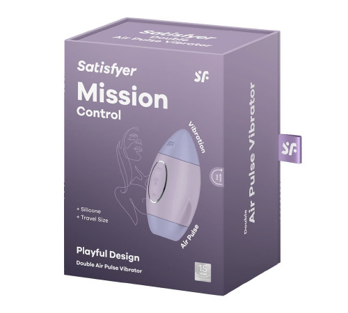 Вакуумный стимулятор с вибрацией Satisfyer Mission Control Violet, 2 независимых мотора