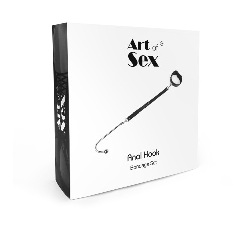 Анальный крюк 1 с ошейником из натуральной кожа Art os Sex - Anal hook, Черный