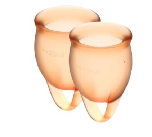 Набор менструальных чаш Satisfyer Feel Confident (orange), 15мл и 20мл, мешочек для хранения