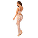 Сетчатый бодистокинг с имитацией топа и шорт Obsessive Bodystocking G330 S/M/L, white, с доступом