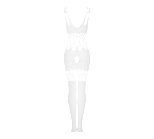Сетчатый бодистокинг с имитацией топа и шорт Obsessive Bodystocking G330 S/M/L, white, с доступом