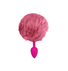 Силіконова анальна пробка S Рожева з Яскраво рожевим хвостиком