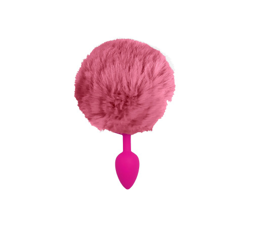 Силіконова анальна пробка S Рожева з Яскраво рожевим хвостиком