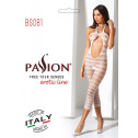 Сетчатый бодистокинг с открытым животом Passion BS081 white