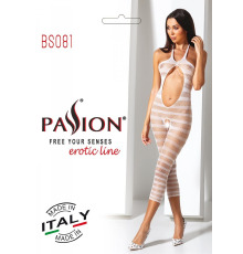 Сетчатый бодистокинг с открытым животом Passion BS081 white