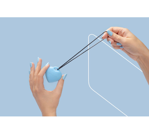 Мини-вибратор «Сердечко» FairyGasm PleasureStone blue, 9 режимов, на шнурке