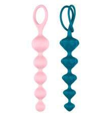 Набор анальных бус Satisfyer Beads Colored, силикон , макс. диаметр 3,3см и 3,5см