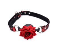 Кляп з трояндою Master Series: Eye-Catching Ball Gag With Rose, чорно-червоний