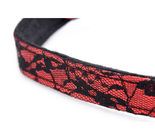 Кляп с розой Master Series: Eye-Catching Ball Gag With Rose, черно-красный