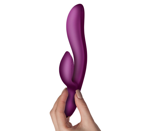 Вибратор-кролик Rocks Off Regala Fuchsia для стимуляции точки А, 2 мощных мотора, LED подсветка