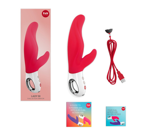 Вібратор-кролик для точки А Fun Factory LADY BI india red, 2 мотори, 12 режимів