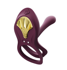 Смартэрекционное кольцо Zalo — BAYEK Velvet Purple, двойное с вводимой частью, пульт ДУ