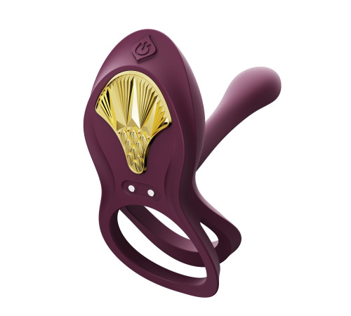 Смарт ерекційне кільце Zalo — BAYEK Velvet Purple, подвійне з ввідною частиною, пульт ДК