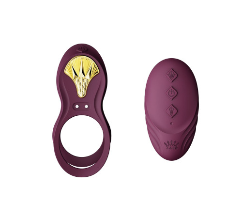 Смарт ерекційне кільце Zalo — BAYEK Velvet Purple, подвійне з ввідною частиною, пульт ДК