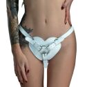 Трусики Сердце для страпона из натуральной кожи Feral Feelings - Hearts Strap-on Belt White