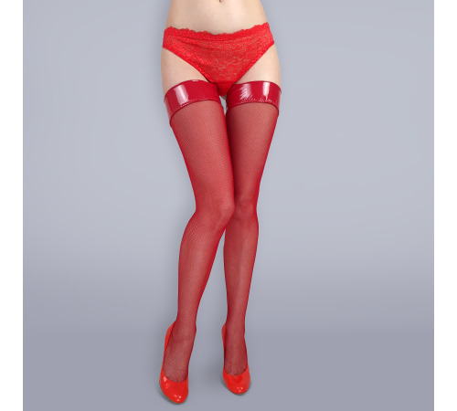 Чулки из сетки высокие с виниловой коронкой