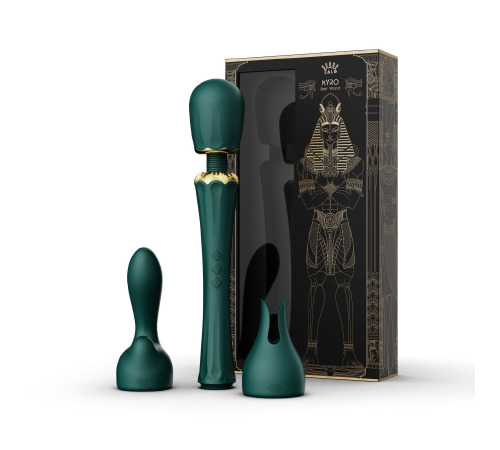 Вібромасажер з насадками Zalo — Kyro Wand Turquoise Green