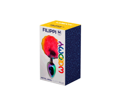 Анальна пробка Wooomy Filippi M, із пухнастим хвостиком, діаметр 3,4 см, довжина 8 см