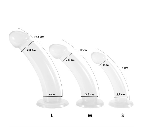 Фалоімітатор на присосці Jiuxi, S, Прозорий