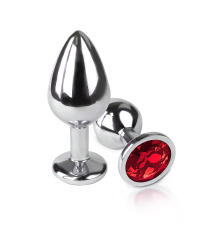 Металлическая анальная пробка М с Красным кристаллом , длина 8см, диаметр 3,4см