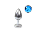 Металлическая анальная пробка S с Голубым кристаллом , длина 7см, диаметр 2,8см